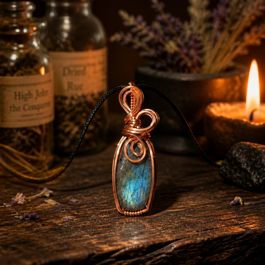 Hand Wrapped Copper Labradorite Pendant (#1)