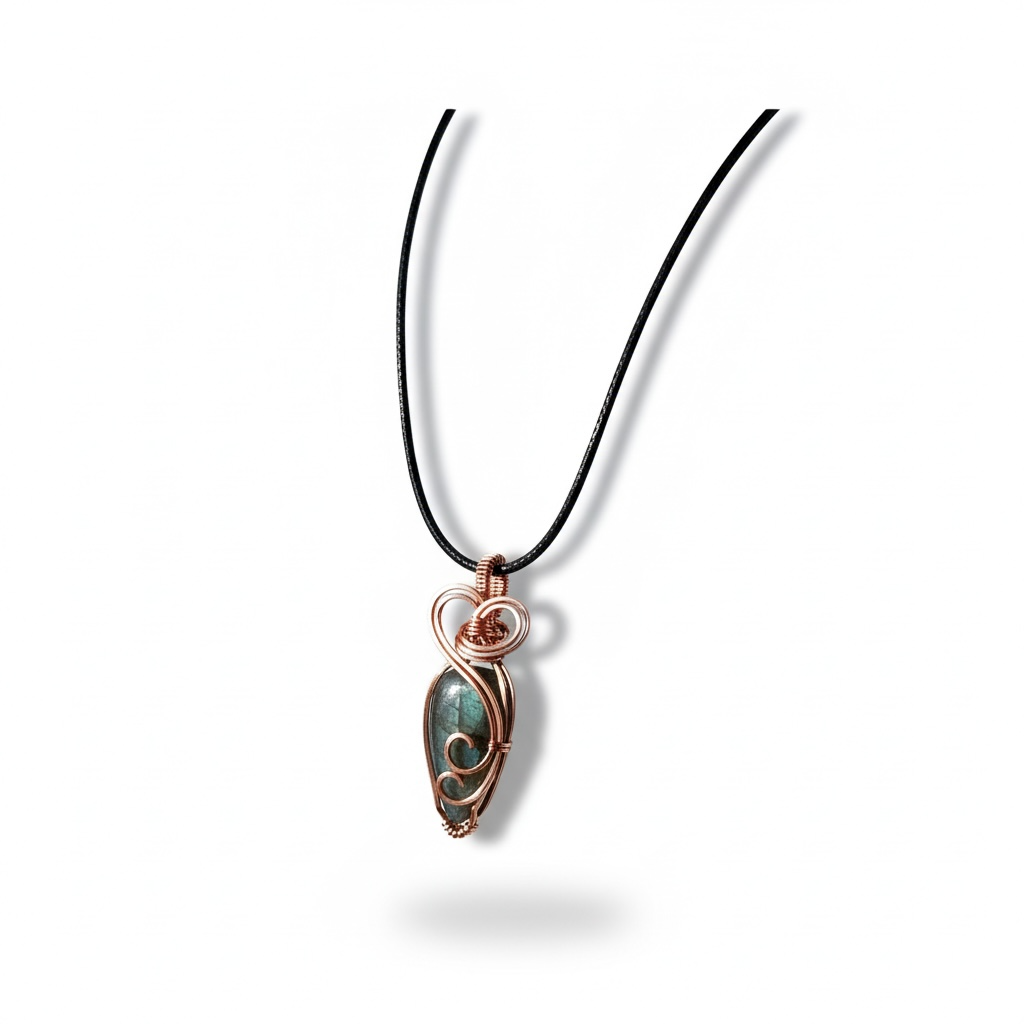 Hand Wrapped Copper Labradorite Pendant