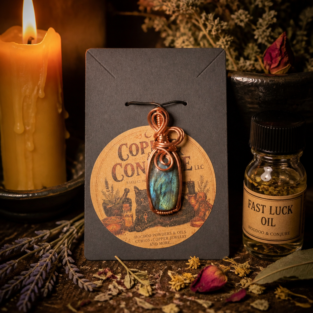 Hand Wrapped Copper Labradorite Pendant (#1)
