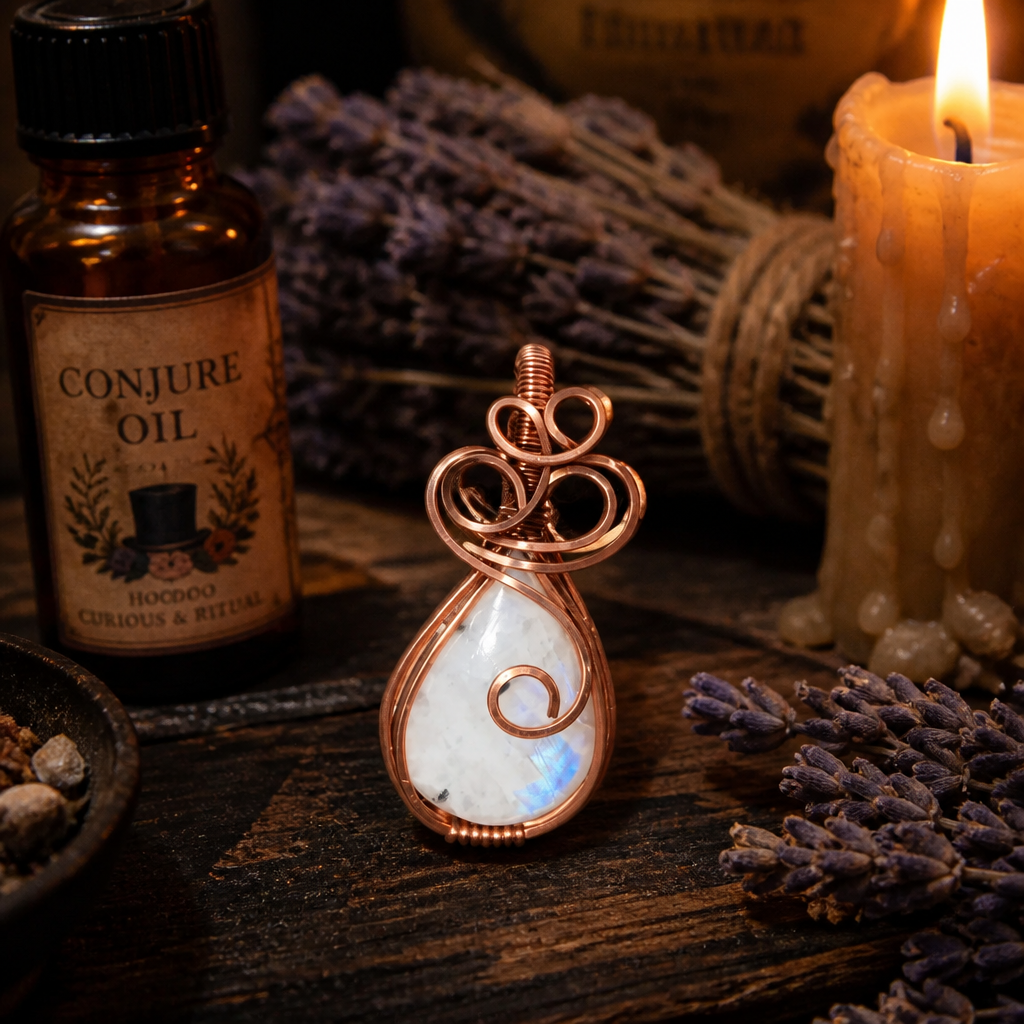 Hand Wrapped Copper Moonstone Pendant #3
