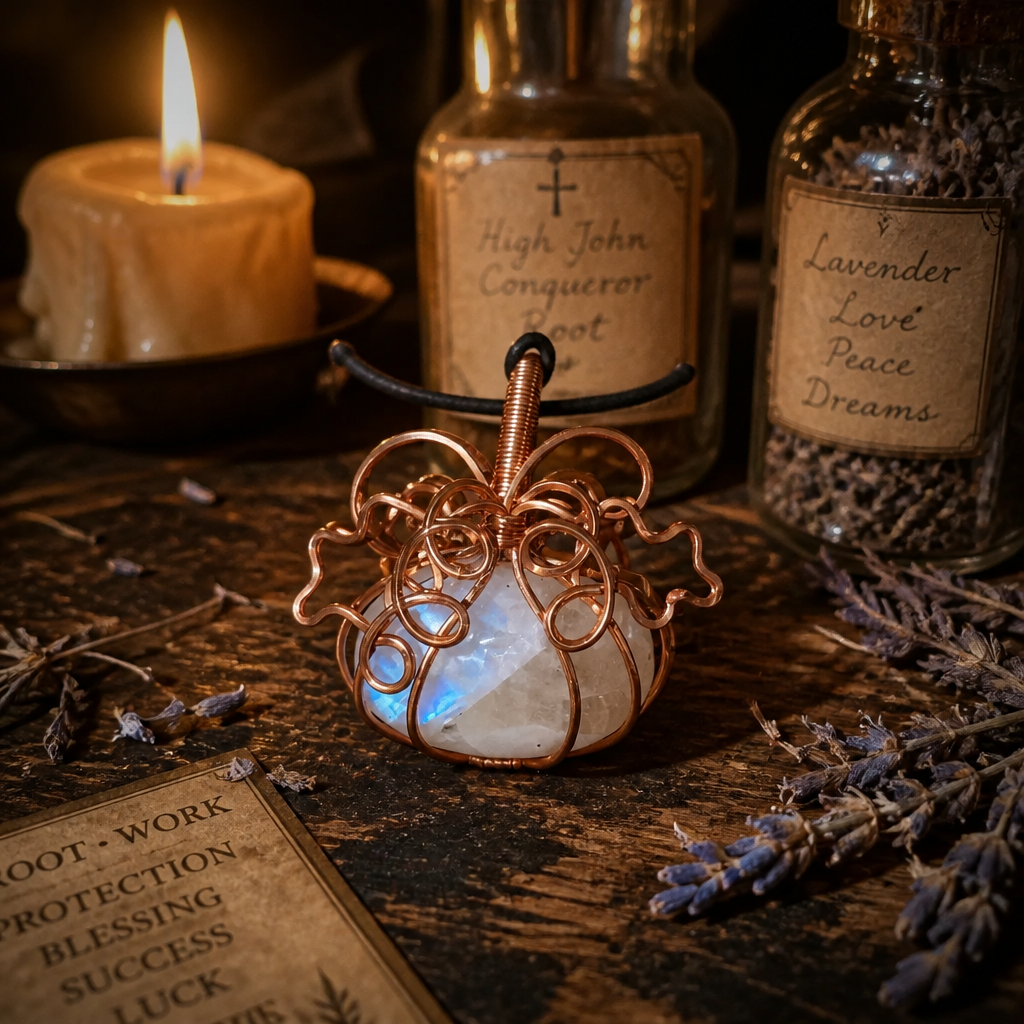 Hand Wrapped Copper Moonstone Pendant (#2)
