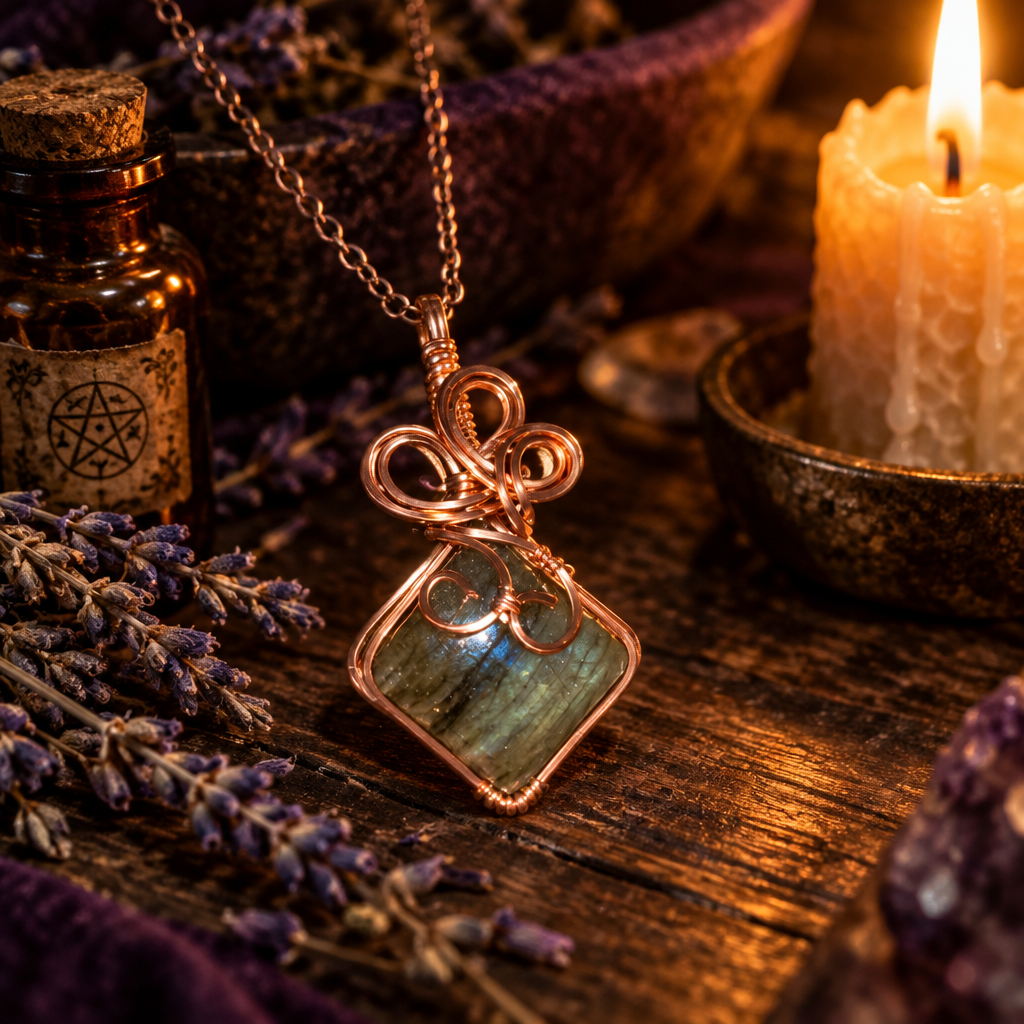 Hand Wrapped Copper Labradorite Pendant (#4)