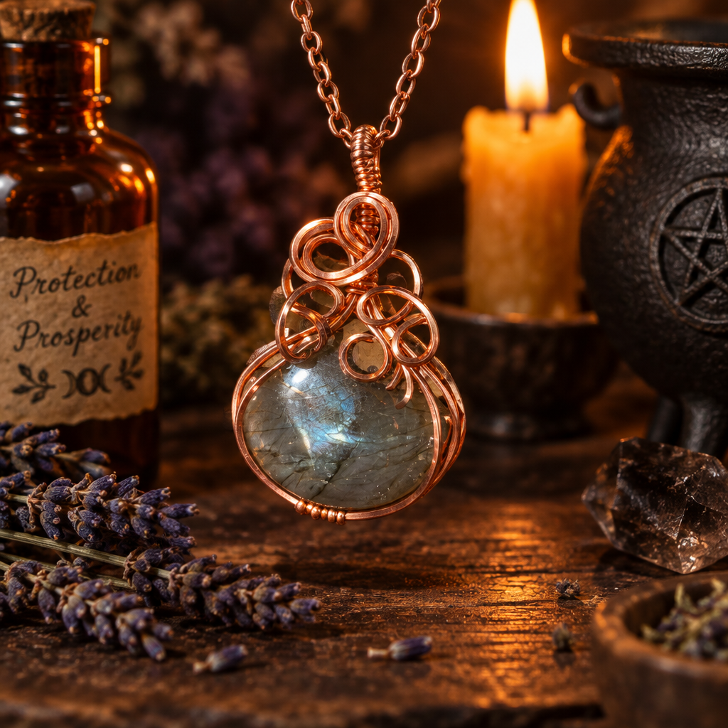 Hand Wrapped Copper Labradorite Pendant (#3)