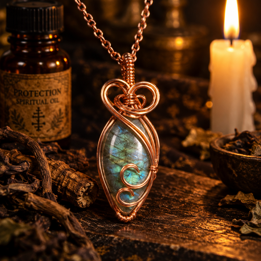 Hand Wrapped Copper Labradorite Pendant (#2)