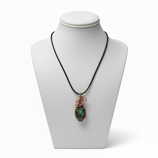 Hand Wrapped Copper Labradorite Pendant