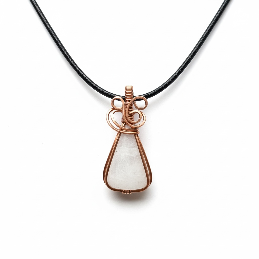 Hand Wrapped Copper Moonstone Pendant